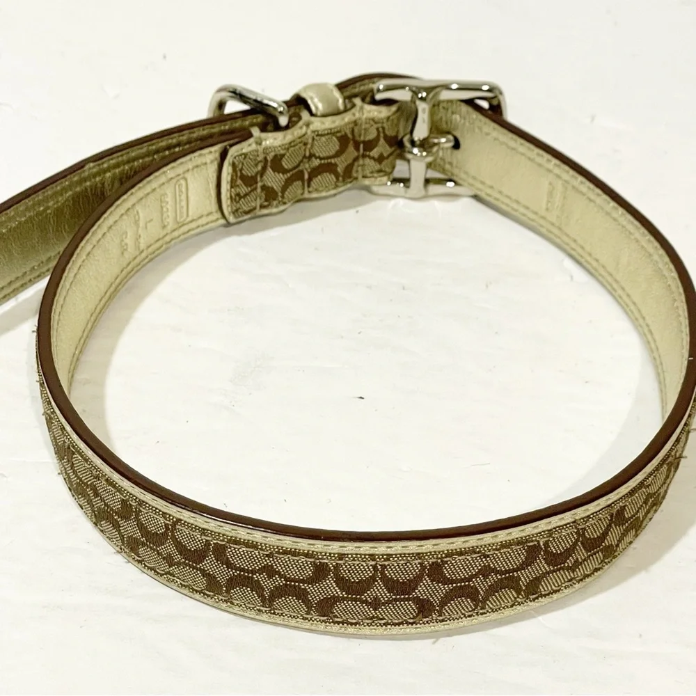 COACH Size Large DOG COLLAR RARE‎ Pink PEACE SIGN #60339